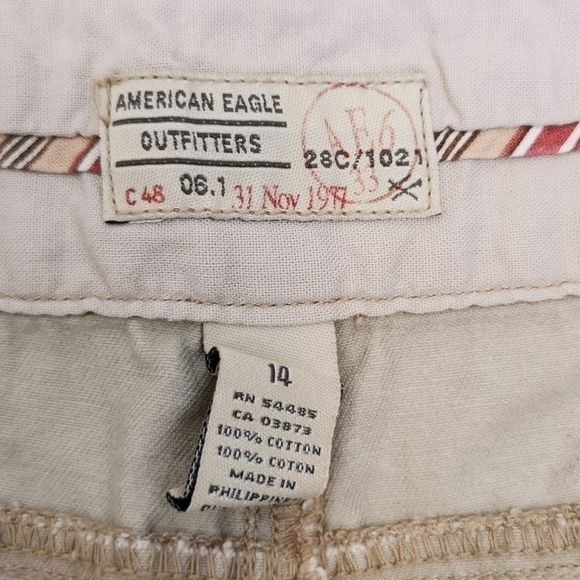 𝅺American Eagle Beige Khaki Pleated Miniskirt Plus - Picture 5 of 7